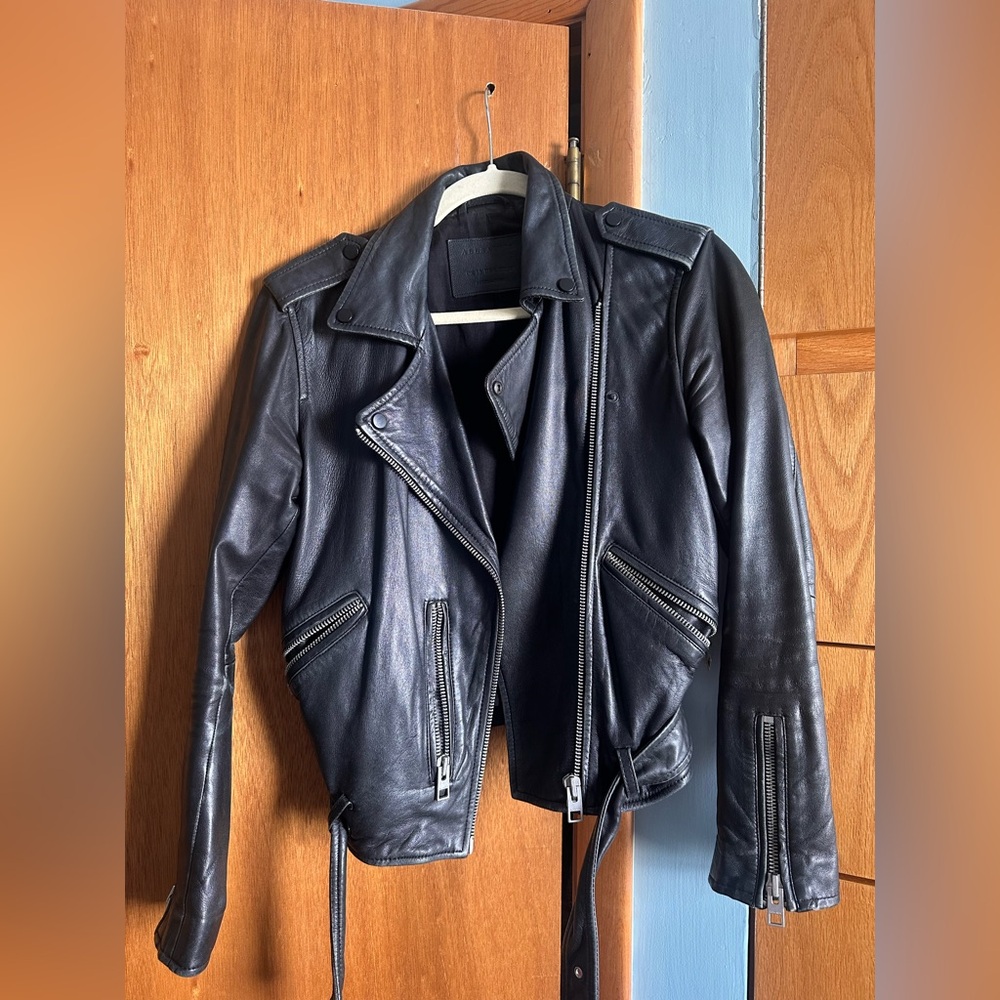 All Saints Balfern Biker - Black - Worn - Real Leather - Size US 6